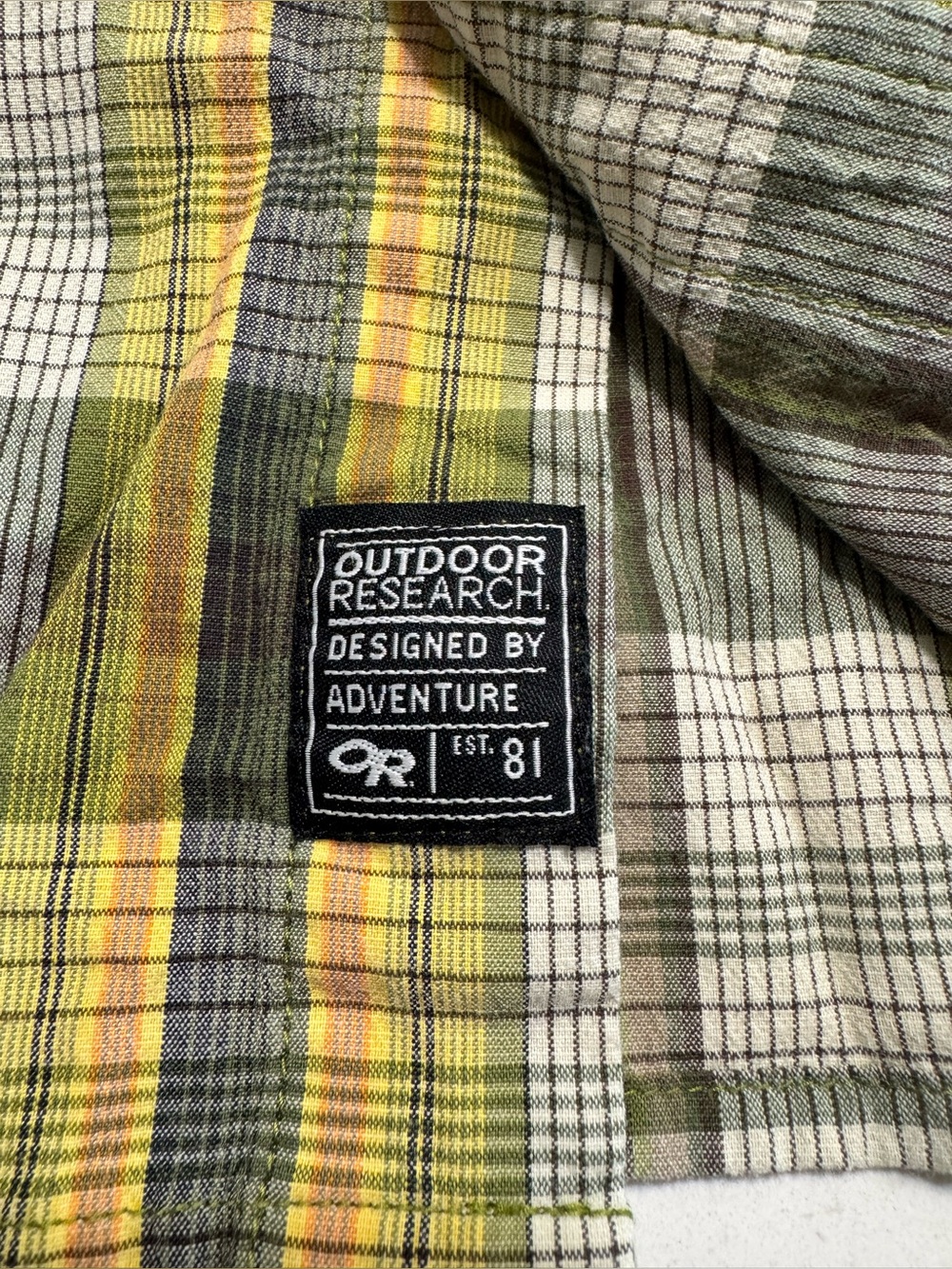 Outdoor Research Growler S/S Shirt Mens S Green Plaid Nylon Hiking Tech Gorpcore - Picture 3 of 10